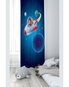 Dekorativna zavesa Draper za dečiju sobu - Set 2 kom 70x240 cm - Svemirski brod - P-111