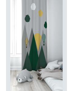 Dekorativna zavesa Draper za dečiju sobu - Set 2 kom 70x240 cm - Planine i baloni - P-321