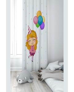 Dekorativna zavesa Draper za dečiju sobu - Set 2 kom 70x240 cm - Devojčica sa balonima - P-337